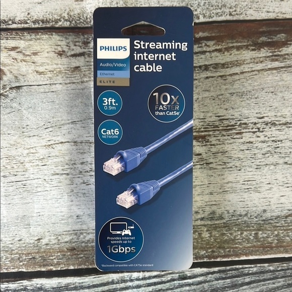Philips Other - Philips Blue Streaming Internet Cable. Size ( 3ft. / 0.9m ) Cat 6 Network